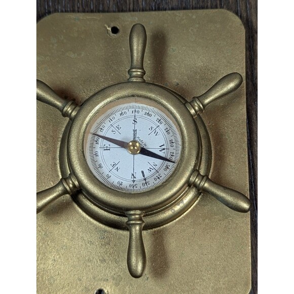 VTG Brass Ship Wheel Compass Floating Dial Maritime Collectible Sailing Boating - Picture 2 of 8
